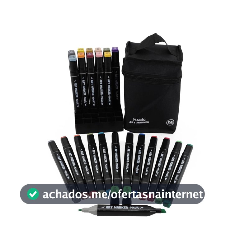 Caneta Marcador Para Colorir, Magic Kids, Art Marker, 24 Cores, Ponta Dupla, Com Bolsa