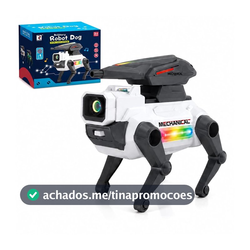 Robô Cachorro Eletrônico Luz e Som Brinquedo Infantil Interativo Branco