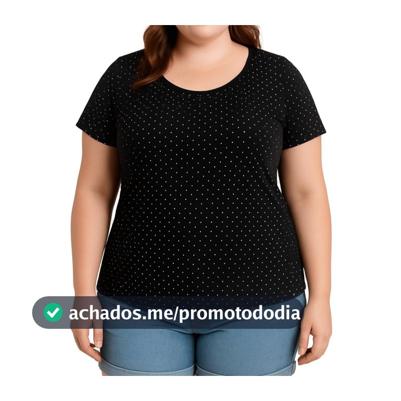 Blusa Plus Size até o 64 Feminina Estampada de Bolinhas, Manga Curta, Poá, Malha Viscolycra