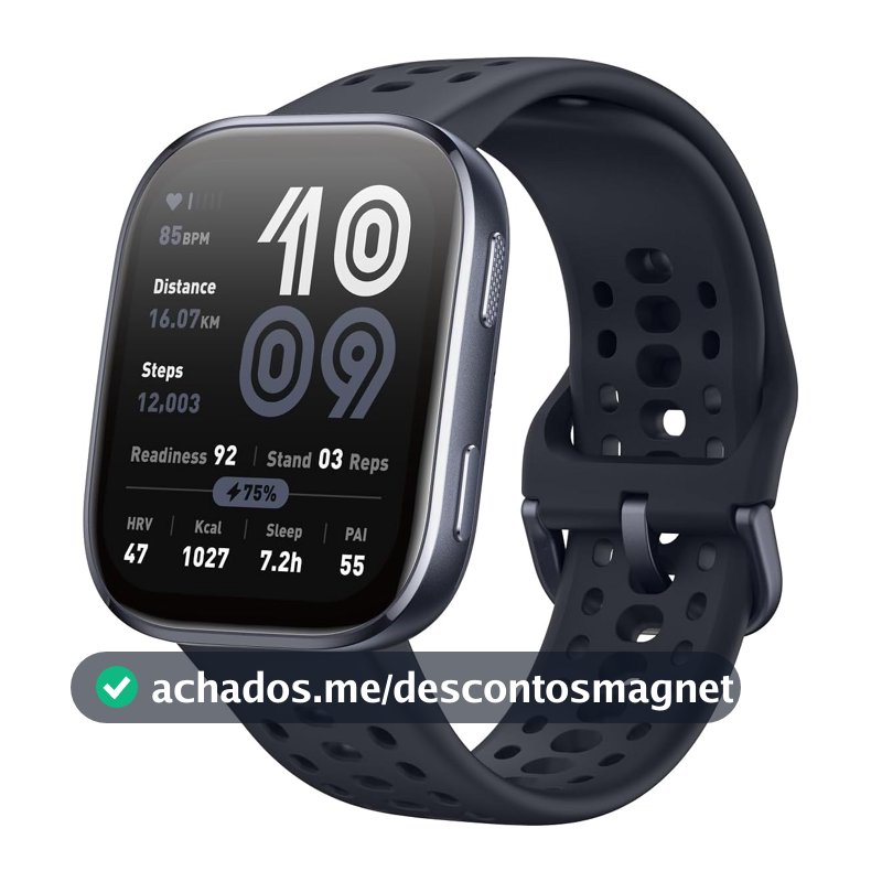Amazfit Bip 6 smartwatch 46 mm, bateria de 14 dias, tela AMOLED de 1,97 polegadas, GPS e mapas gratuitos, mais de 140 modos de exercício, 5 ATM resistente à água (Bip 6 Black)