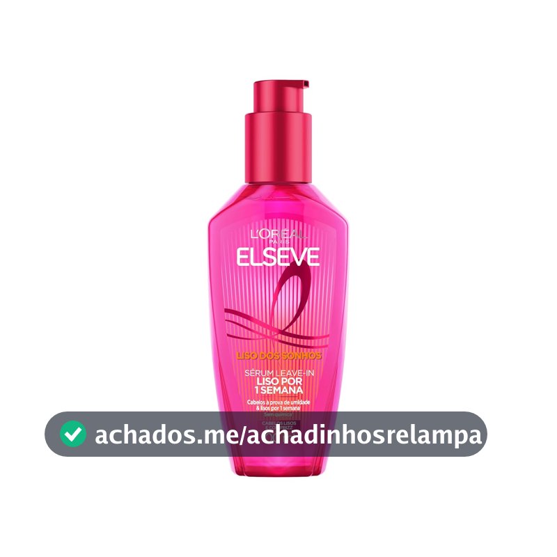 L'Oréal Paris Elseve Sérum Leave-in Liso dos Sonhos com Tecnologia Ativada por Calor, Antifrizz, Protetor Térmico e Barreira Contra Umidade, 100ml