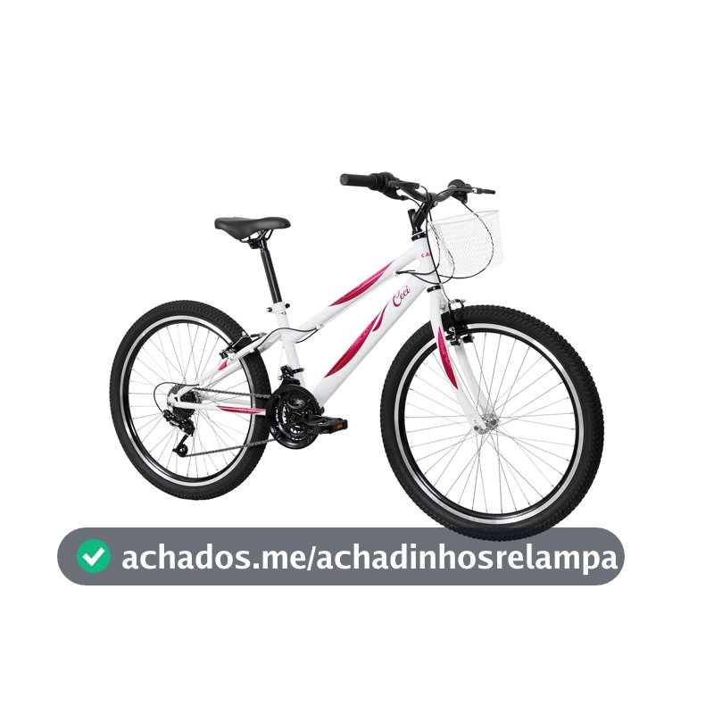 Bicicleta Caloi Ceci Aro 24, 21 Marchas, Grip Shift, Freio V-Brake, Aros de Alumínio Parede Dupla, Cestinha, Passeio e Lazer