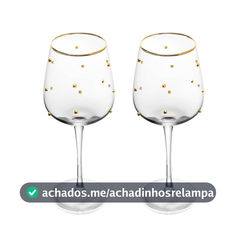 WOLFF - Conjunto 2 Taças para Vinho Balls Fio de Ouro 350ml Vidro