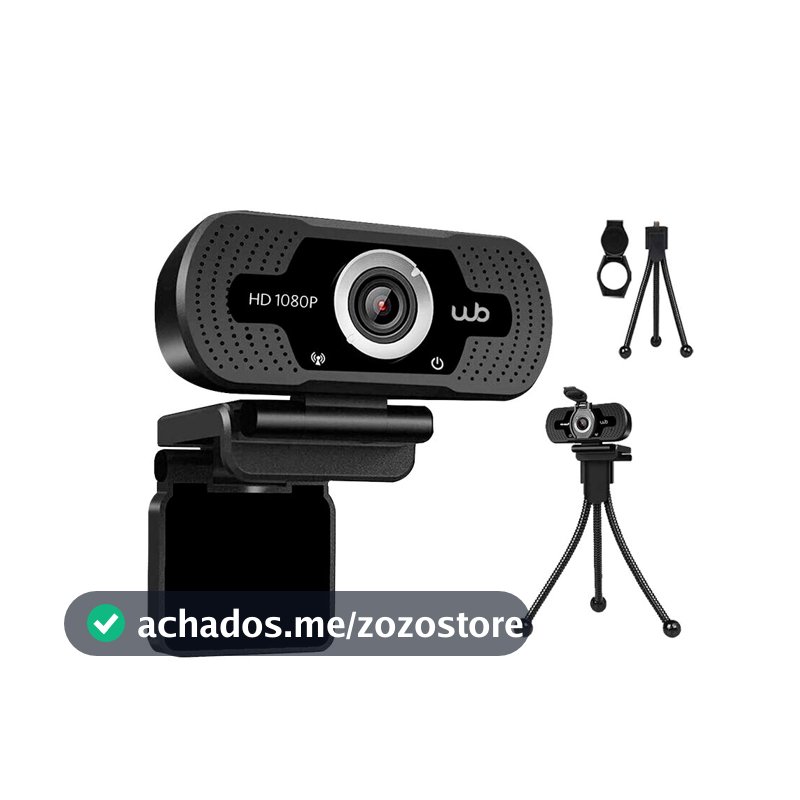 Webookers WB, Webcam USB Full HD 1080P WB com Microfone Ângulo 110° e Tripé