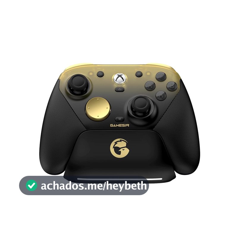 GameSir G7 Pro Controle Gamer Tri-Mode para Xbox, PC e Android Sem Fio 2.4G/Bluetooth e Com Fio Joystick Hall Effect + TMR 1000Hz Polling Rate Botões Macro Giroscópio Vibração 4 Motores Anti-Drift Controle Profissional- dourado