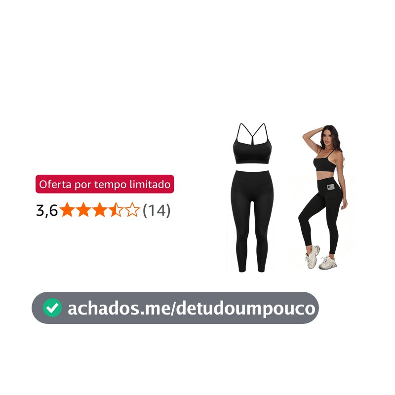 Kit 2 Conjunto Treino Top e Legging Sem Transparência com Bolso Roupa de Academia Feminina Calça Legging para Yoga