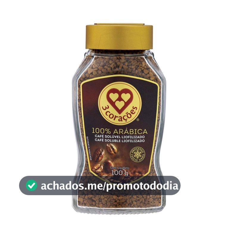 3 Corações Café Solúvel Liofilizado, Vidro 100G, Pó