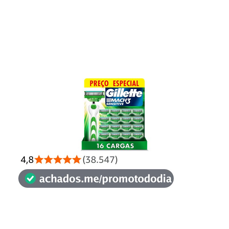Carga para Aparelho de Barbear Gillette Mach3 Sensitive 16 unidades