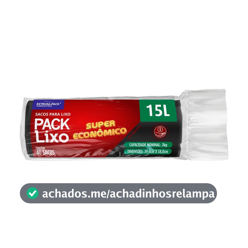 Sacos de Lixo PACK LIXO Super Econômico Preto 15 litros – Uso residencial diário, ideal para lixos leves em pequenas famílias