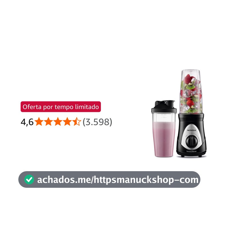 MONDIAL Personal Blender 220V, Preto/Cinza - DG-01