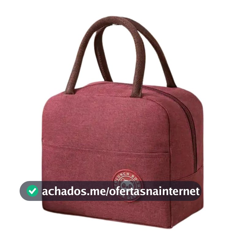 Lancheira Térmica Reutilizável para Marmita, Bolsa Térmica Portátil com Isolamento Térmico, Zíper e Bolso Frontal, para Trabalho, Academia, Faculdade, Viagens e Uso Diário - Vermelho