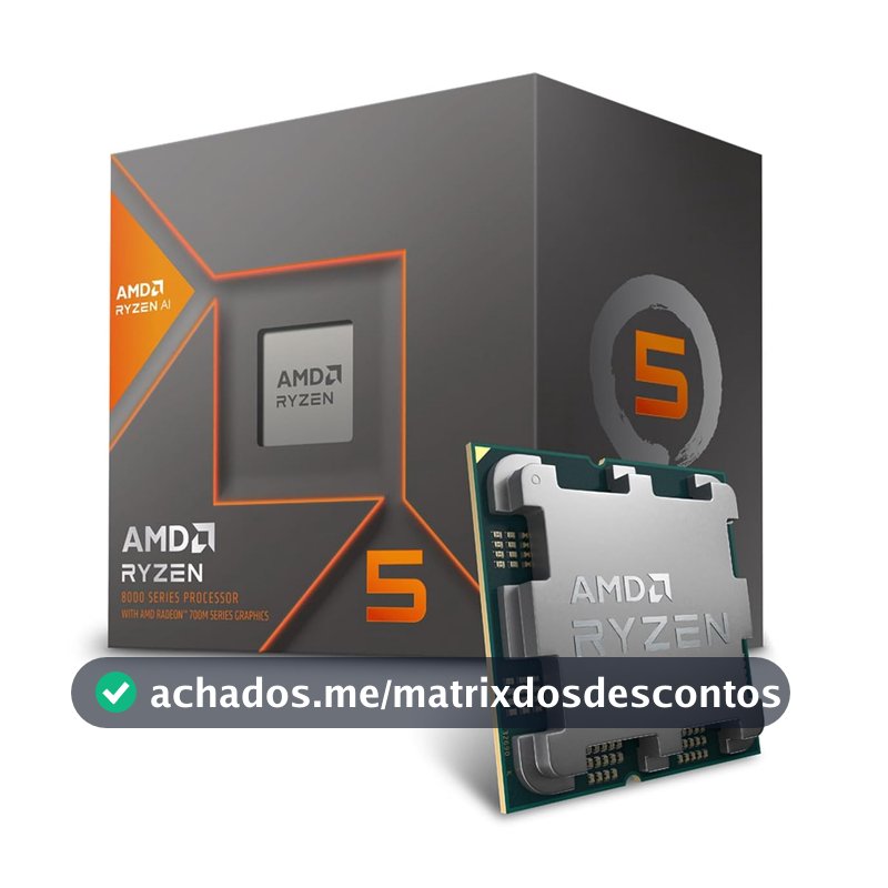 Processador AMD Ryzen 5 8600G Box (AM5/6 Cores/12 Threads/5.0GHz/22MB Cache/Wraith Stealth/Radeon 760M/AMD Ryzen AI)
