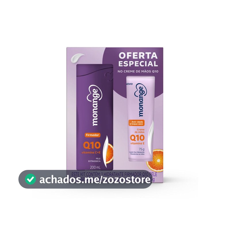 KIT MONANGE Q10 HIDRANTE 200ML + CREME DE MÃOS 75G