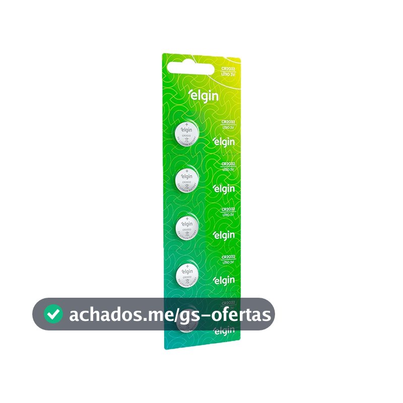 Bateria de Lítio CR2032 Cartela com 5 unidades 3v Elgin - Moeda