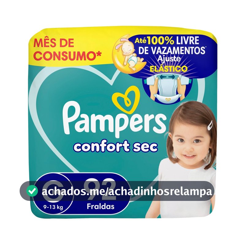 Fralda Pampers Confort Sec Tamanho G, 92 Unidades