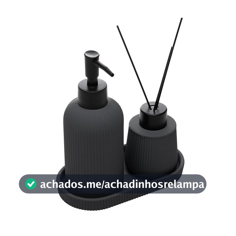 Conjunto 3 Peças para Banheiro Soft Touch Sketch Cinza Cerâmica - Wolff