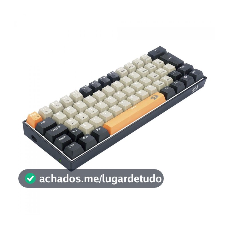 Teclado Mecânico Gamer Redragon Lakshmi 60% ABNT2 Switch Marrom Laranja Cinza Preto K606-OG GY BK