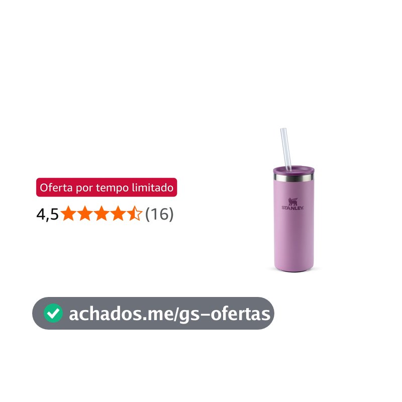 Stanley Copo Térmico Slim 3 em 1 com Tampa e Canudo Lilac 296ml