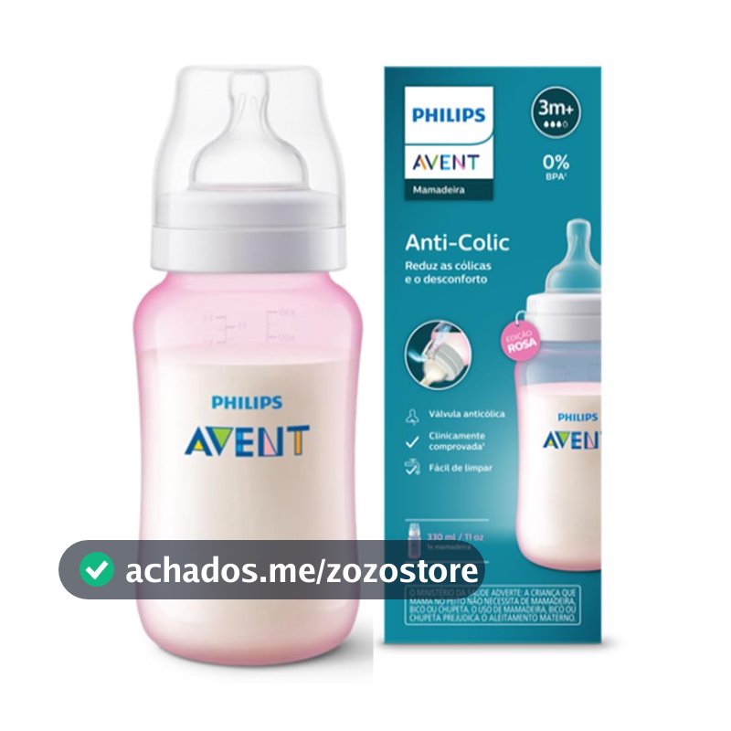 Mamadeira Anti-Colic 3m+ Philips Avent SCY121/11 Rosa 330ml