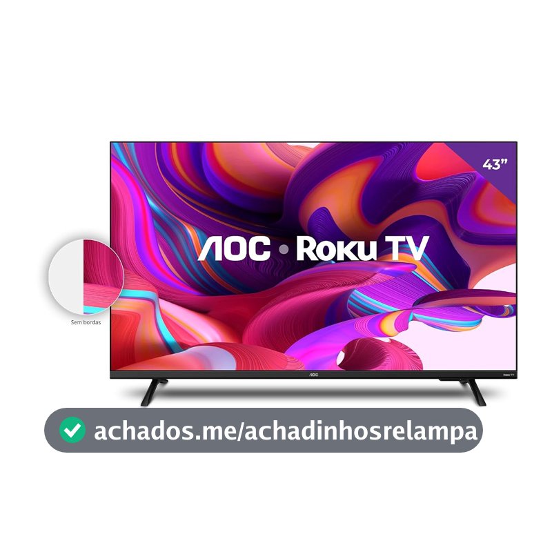 AOC 43S5135/78G - Smart TV LED 43" Full HD, Design sem bordas, Wifi, Conversor Digital, USB, HDMI