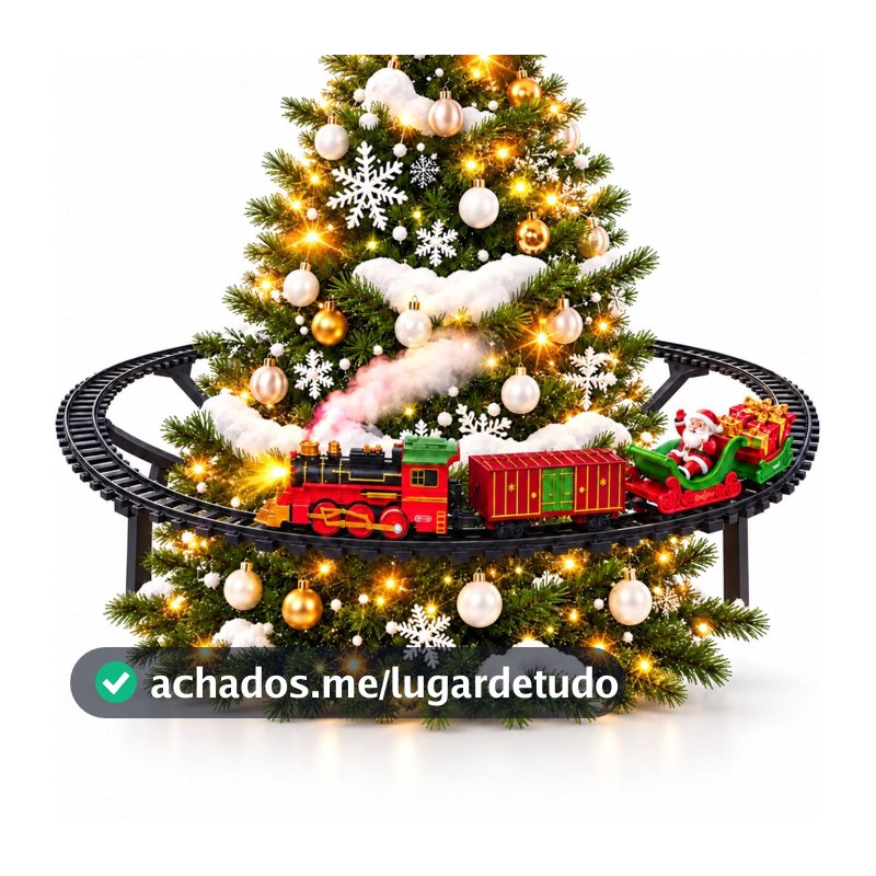 Trem De Natal Elétrico Para Árvore Som E Luz 95 Cm - Castela