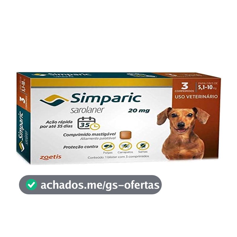 Zoetis Simparic 20Mg 5 1 Até 10Kg 03 Compr Para Cães