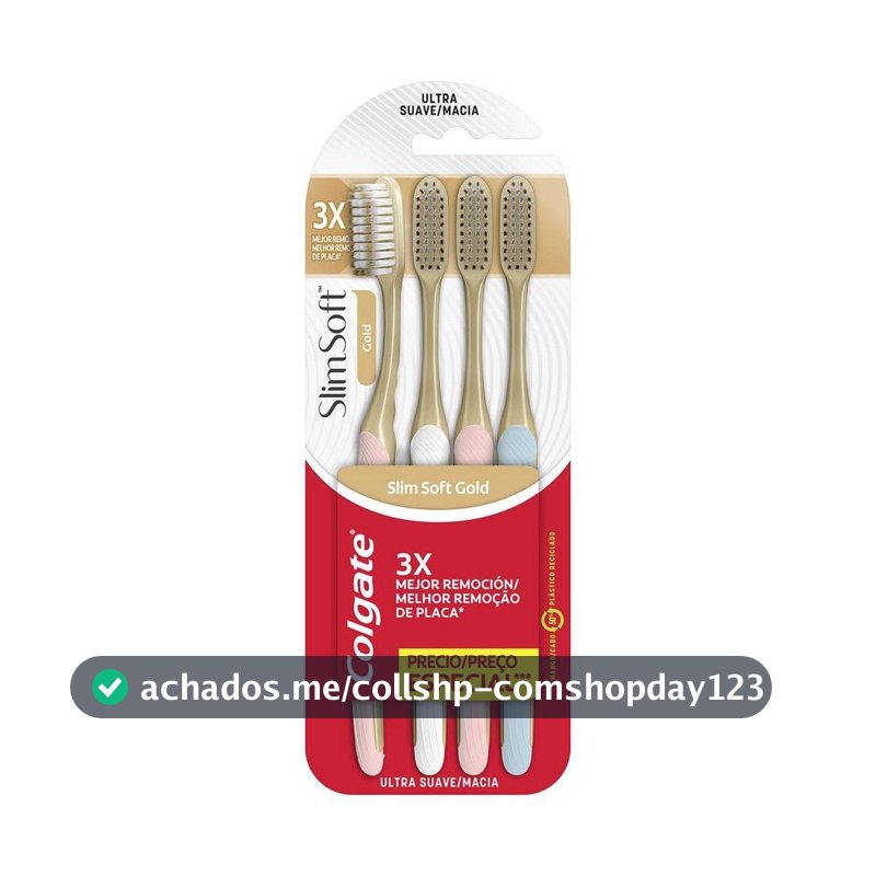 Colgate Slim Soft Gold Premium Escova de Dente, 4 Unidades