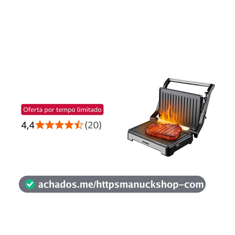 Sanduicheira e Mini Grill HQ 180º 1000W Antiaderente Inox HQ-SG002 220V