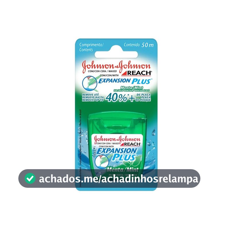 Fio Dental Reach, 50m, Menta, 1 Unidade