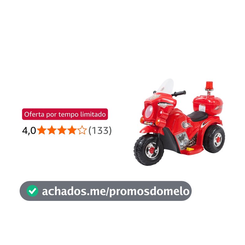 Mini Moto Elétrica 6v Polícia Menina Com Luz Som E Baú (Vermelho)