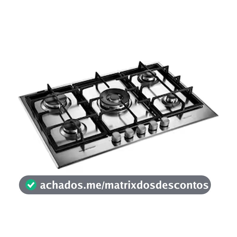 Cooktop 5 Bocas Brastemp Gourmand inox Duplachama e Trempe de Ferro Fundido - BDK75DR