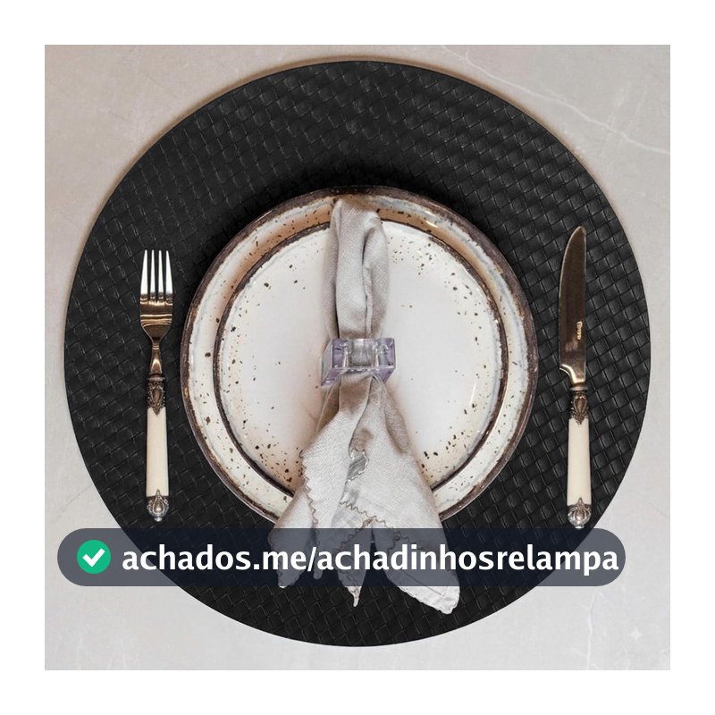 Kit 12 Jogo Americano Trama Premium Paramount Mesa Posta Decoração Almoço Jantar Refeições Lugar Americano para Pratos Composição de Mesa Cozinha Casa Restaurante Elegante Eventos, Preto, 38 Cm