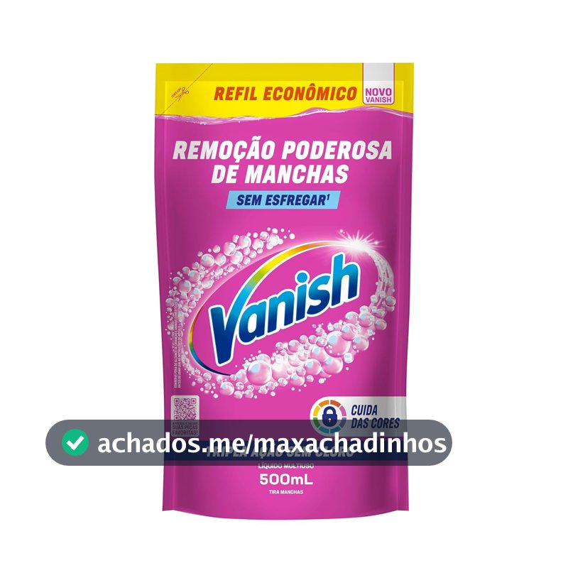 Tira Manchas Líquido Vanish Oxi Action Pink refil 500ml para Roupas Coloridas. Sem Cloro, Remove Manchas sem Danificar o Tecido, Preserva as Cores e Deixa as Roupas com Aparência de Novas
