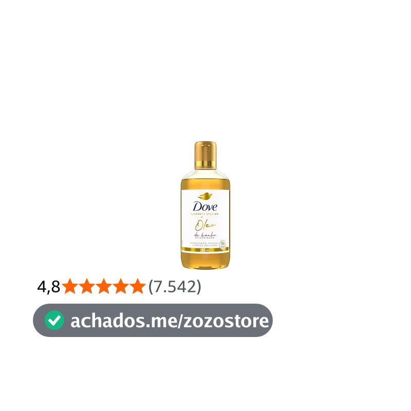 Dove Óleo de Banho Hidratação Intensa e Limpeza Delicada, Glicerinado com 96% Ingredientes de Origem Natural 240 ml