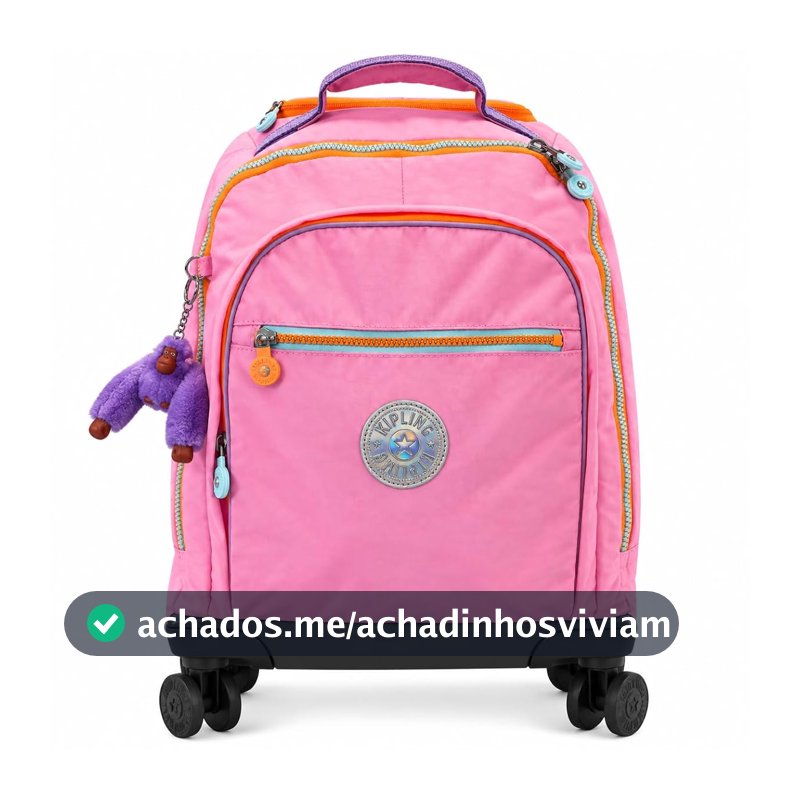 Kipling Mochila Com Rodinha New Zea Bubblegum Rosa Mix Pop