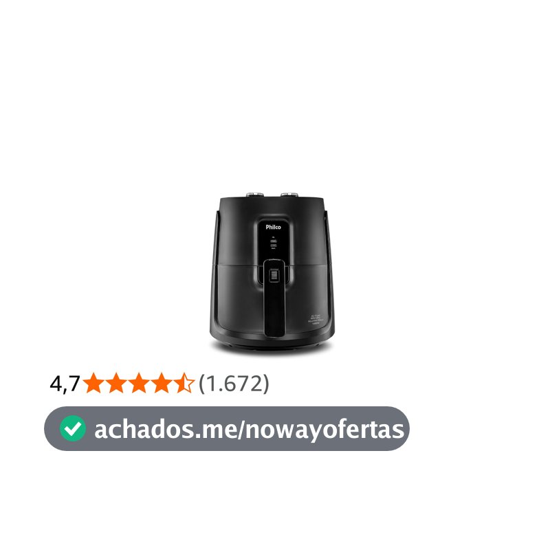 Fritadeira Elétrica sem óleo/Air Fryer Philco PFR15PG Preto 4,3L com Timer