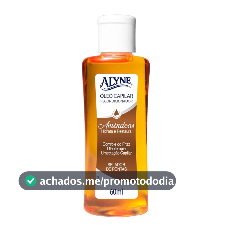 Alyne Óleo Capilar Recondicionador com aroma de Amêndoas, 60ml, Marrom