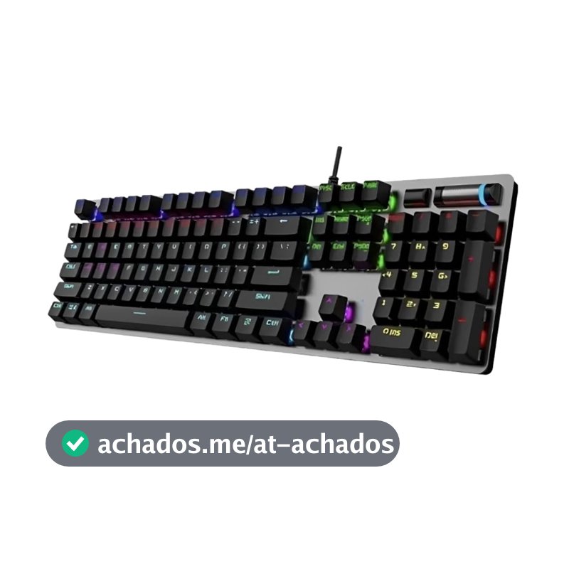 Teclado Mecânico AULA F3019 ABNT2 Blue Switch, Base Metálica Cinza, RGB, Full Size