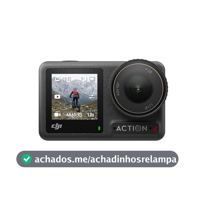 DJI Combo padrão Osmo Action 4, câmera de ação à prova d'água com sensor de 1/3.3 cm, vídeo 4K/120fps, impressionante imagem com pouca luz, desempenho de cor 10 bits e D-Log M, longa duração de 160