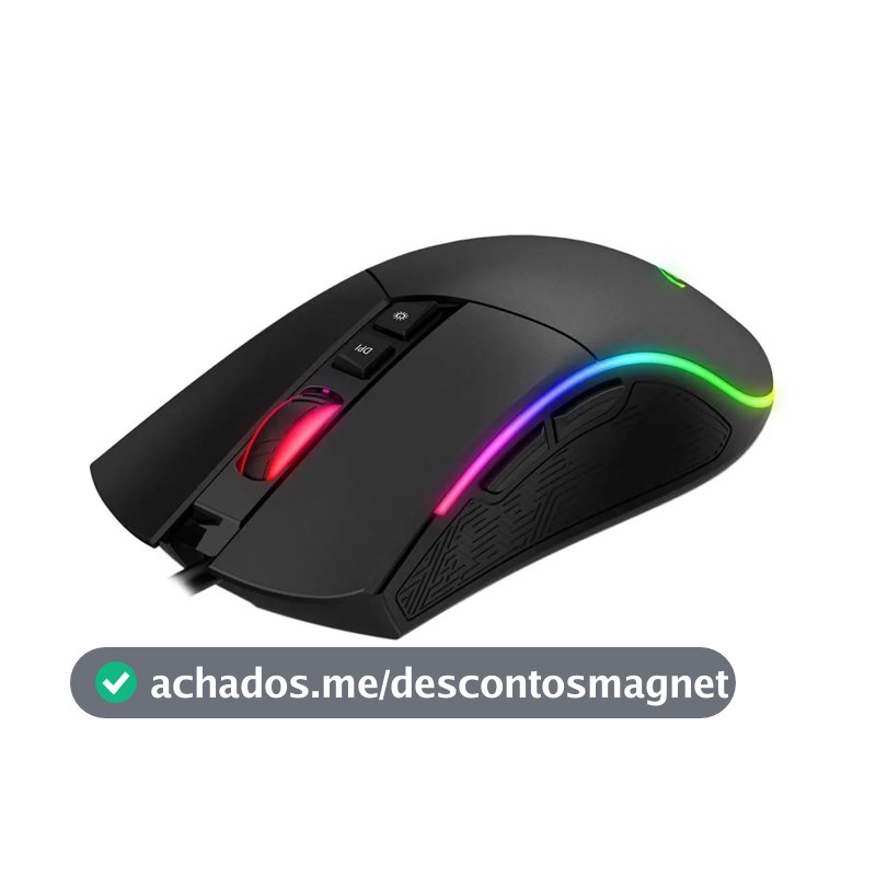 Havit Mouse Gamer MS1001S RGB Programável Macro, 7 Botões, 800-1600-2400-3200-4800-8000 DPI, USB, Design Ergonômico, Antiderrapante