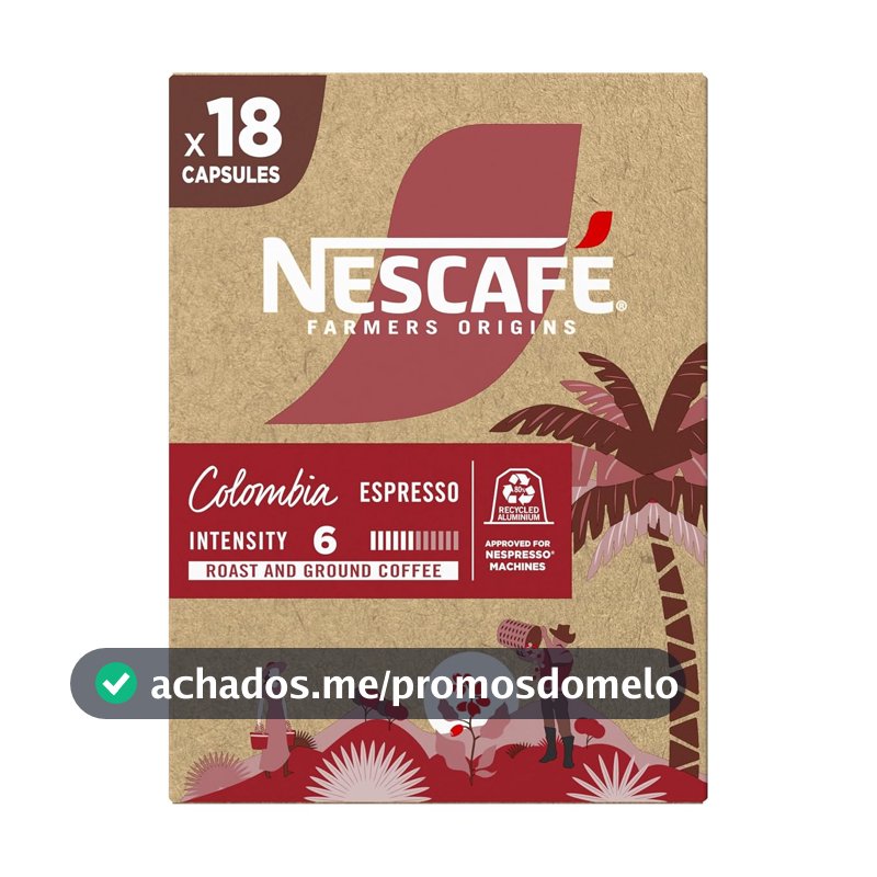 Café em Cápsula Nescafé Farmers Origins Colombia - compatível máquina Nespresso, 18 cápsulas 44g