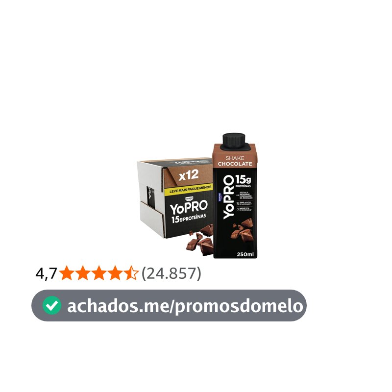 YoPRO Bebida Láctea UHT Chocolate Líquida Caixinha 250ml - 15g de Proteínas - Sem Lactose - Pack com 12 Unidades