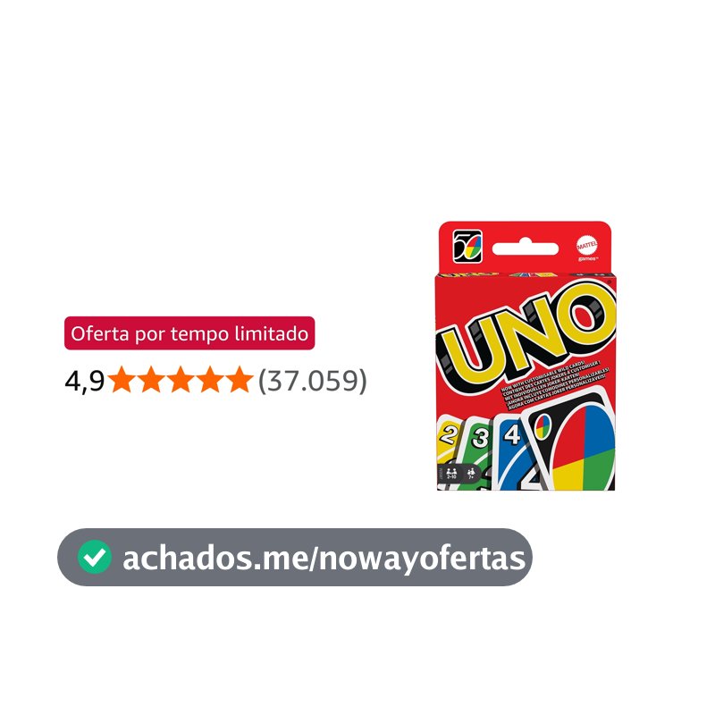 Kit de Cartas UNO Clássico Mattel com 108 7 Anos ou Mai, Multicolorido