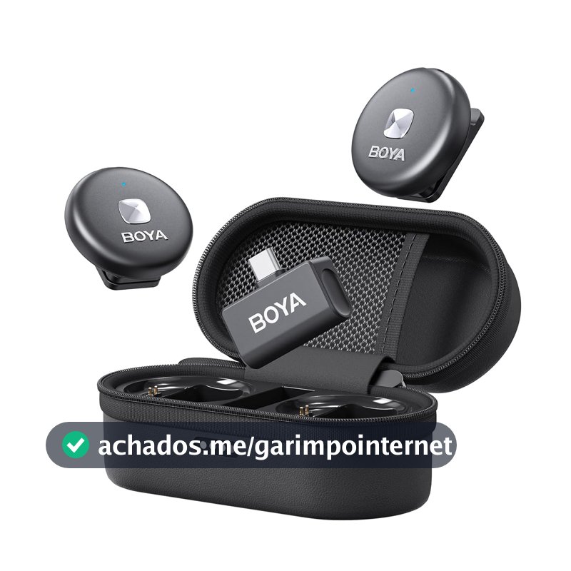 Microfone de lapela sem fio BOYA Omic-U para telefone Android tipo C, cancelamento de ruído, bateria de 5 horas, estojo de carregamento Zíper, Microfone de lapela sem fio USB-C