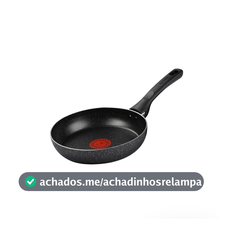Frigideira Rochedo Stone Pro 20cm Preta com Efeito Pedra e Antiaderente Minerium, Alta Resistência e Durabilidade, Cabos Ergonômicos e Base Limpa Fácil