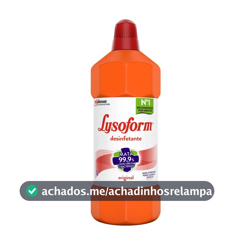 Lysoform Original, Desinfetante Líquido, Limpeza Pesada e Eficiente, 1l
