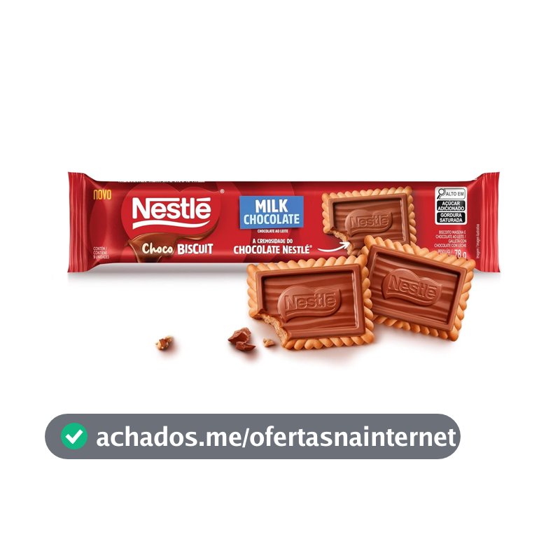 Biscoito com Chocolate Chocobiscuit NESTLÉ Ao Leite 78g