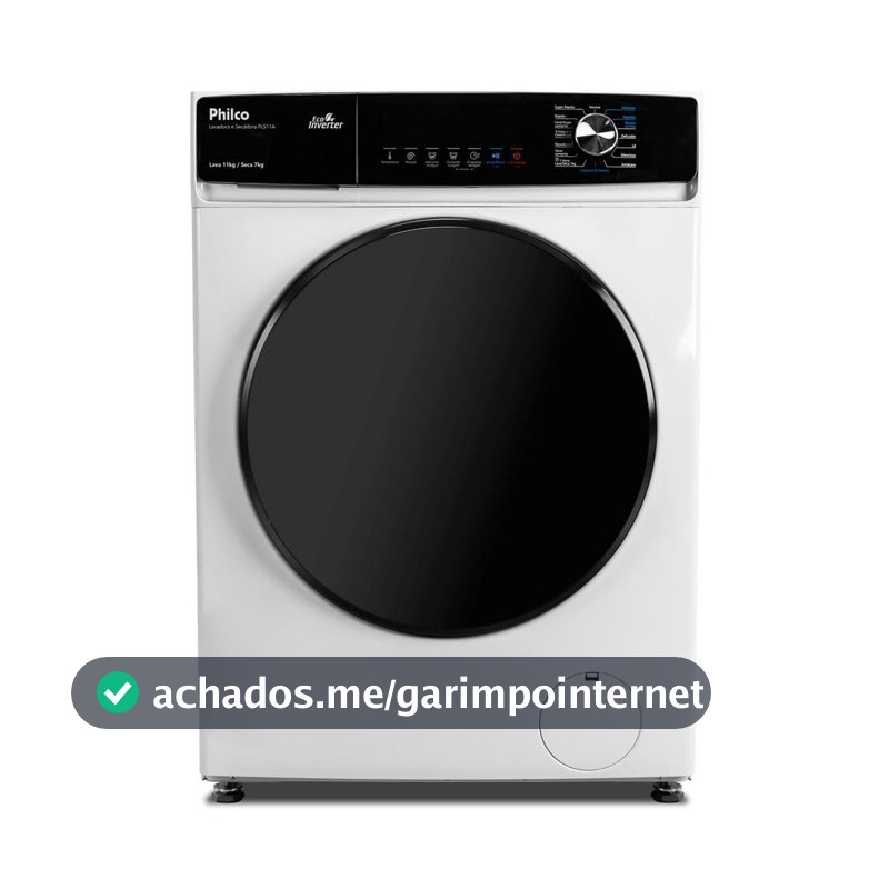 Lava e Seca Philco 11kg Pls11a Eco Invertplus 16 Programas Lavagem Branca 127v