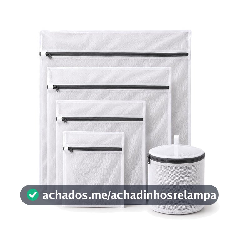 Kit 5 Sacos para Lavar Roupas Delicadas na Máquina de Lavar, Zíper Reforçado, Malha Premium Respirável, Proteção Contra Desgaste, Ideal para Lingerie, Sutiã, Meias, Roupas Íntimas e Bebê