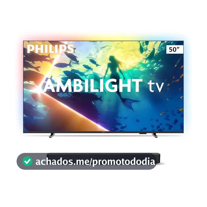 Philips Smart TV Ambilight 50" 4K 50PUG8100/78 + Soundbar TAB4000, Aparelho de Áudio para TV, Bluetooth, HDMI ARC e USB